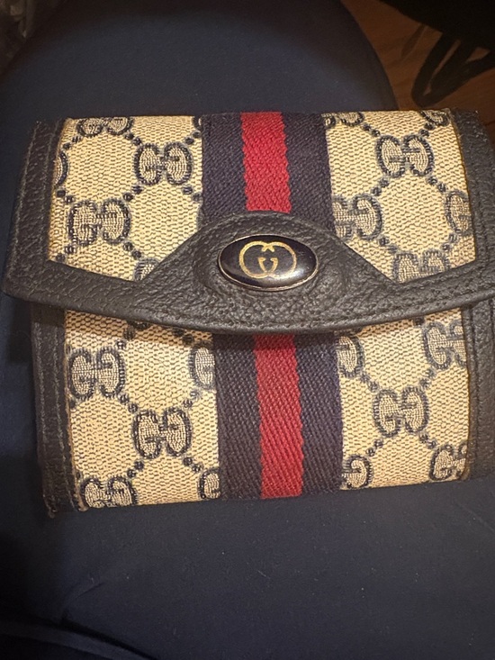 Gucci Handbags - Gucci CLASSIC VINTAGE Wallet Red Navy WEB STRIPE Canvas Leather